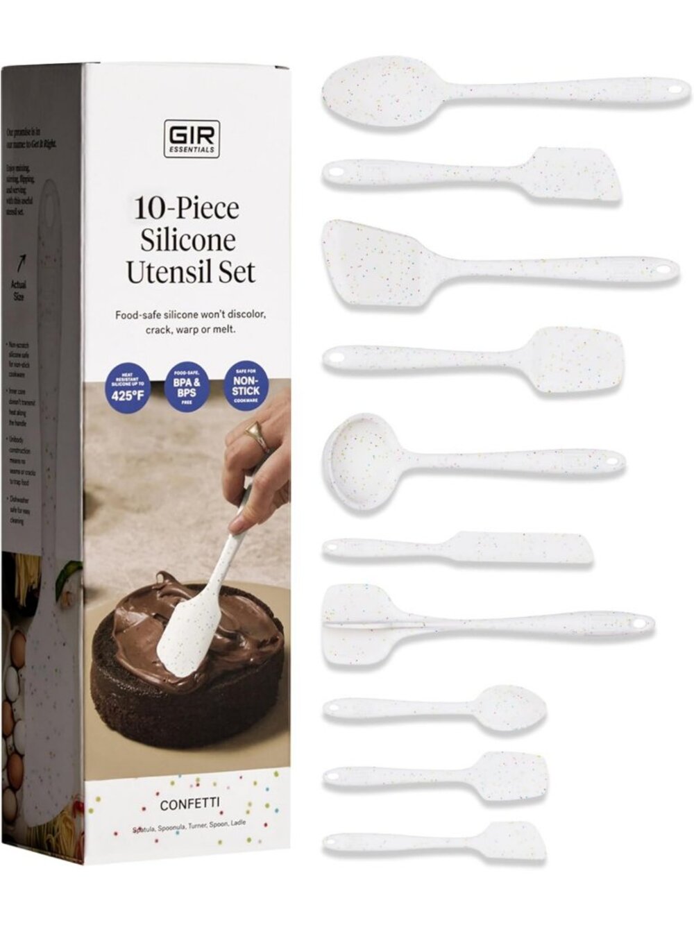 10-Piece Confetti Silicone Kitchen Utensils Set - Heat-Resistant, Non-Stick